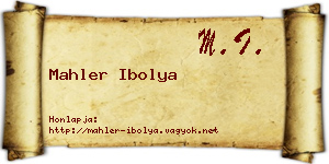 Mahler Ibolya névjegykártya